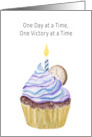 Happy Sobriety Anniversary Cupcake With Clock card