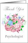 Psychologist Thank You Brain With Flowers card