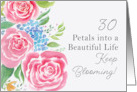 Happy 30th Birthday with Roses and Hydrangeas card