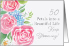 Happy 50th Birthday with Roses and Hydrangeas card