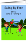 Swing By Fore Kids Golf Birthday Invitation Personalize card