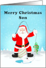 Son Merry Christmas Santa Claus Ice Fishing card