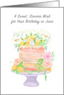 Happy June Birthday Roses and Lemons Cake card