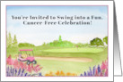 Cancer Free Celebration Pink Golf Cart on Golf Course Invitation card