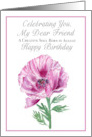 Friend Happy August Birthday Purple Poppy card