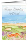 Girlfriend Happy Birthday Golf Course By The Ocean card