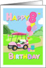 Happy 8th Birthday Pink Polka Dot Golf Cart card