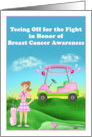 Breast Cancer Awareness Golfer with Party Golf Cart Invitation card