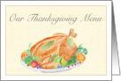 Thanksgiving Menu Golden Roast Turkey Blank Inside card