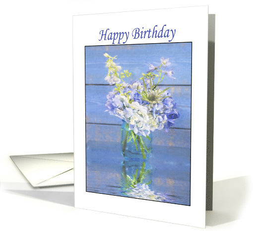 Happy Birthday Blue Hydrangeas card (1528228)