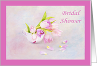 Bridal Shower Pink And Purple Tulips With Tea Cup Invitation card