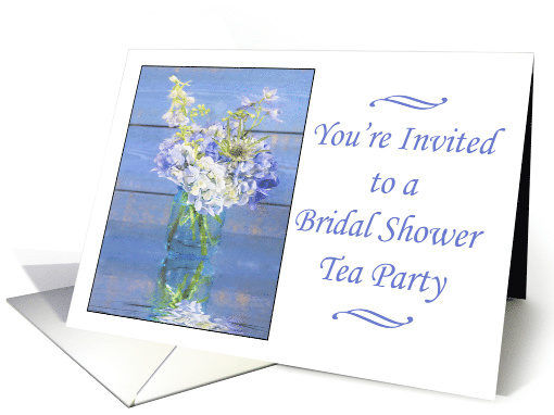 Your Invited To A Bridal Shower Tea Party Blue Hydrangeas card