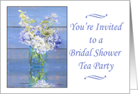 Your Invited To A Bridal Shower Tea Party Blue Hydrangeas card