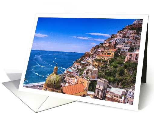 Mediterranean Sea And Town Of Positano Italy Blank Any Occasion card