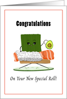 Congratulations On Baby Sushi and Salmon Roll card