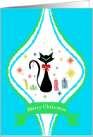 Merry Christmas Retro Black Cat card