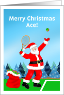 Merry Christmas Santa Serving Tennis Balls card
