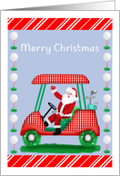 Merry Christmas Santa in Golf Cart card