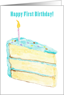 Happy First Birthday Vanilla Cake with Candle card