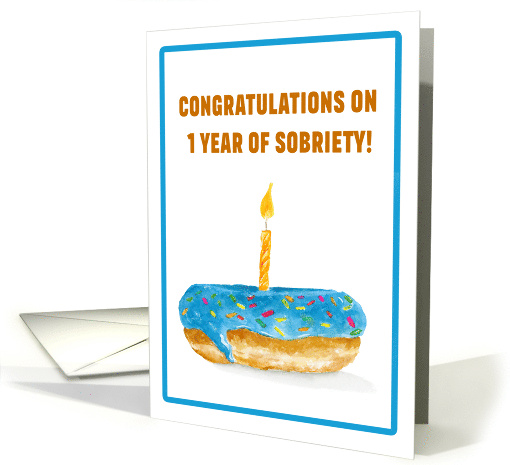 Congratulations on One Year of Sobriety Blue Glazed Donut... (1900226)