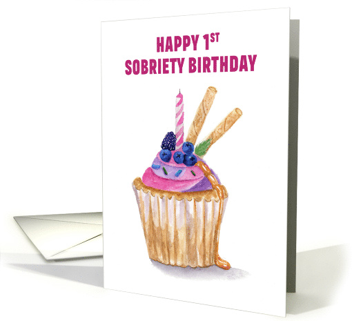 Pink Cupcake First Sobriety Celebration card (1900230)