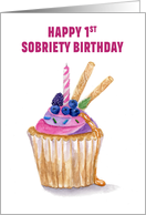 Pink Cupcake First Sobriety Celebration card