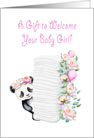 Congratulations Baby Girl with Panda and Diapers card