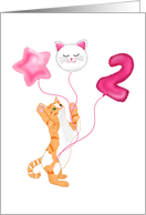 Happy Second Birthday Cat With Balloons card