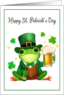 Happy St. Patrick’s Day Frog with Beer card