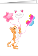 Happy Third Birthday Cat With Balloons card