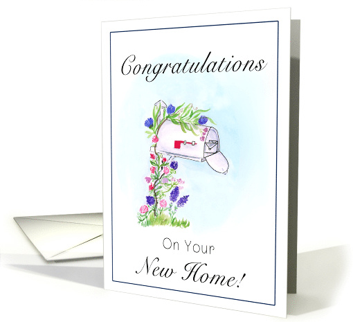 Congratulations On Your New Home Spring Flowers with Mailbox card