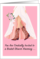 Bridal Shower Invitation for the Bride with Cowboy Boots and Flowers card