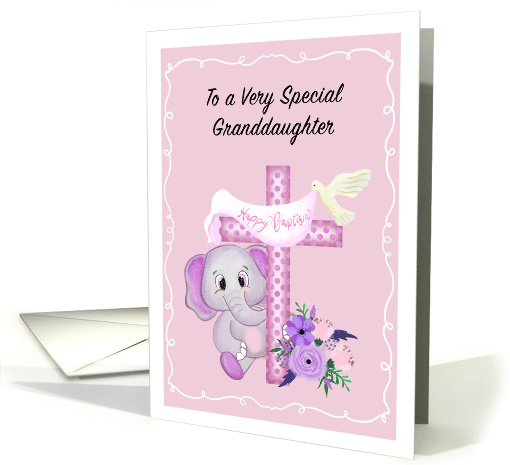 Happy Baptism Granddaughter Elephant With Cross card (1909728)