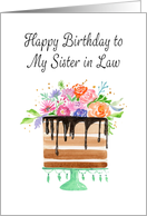 Happy Birthday Sister in Law Floral Cake card