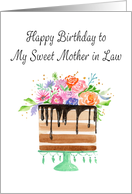 Happy Birthday Mother in Law Floral Cake card
