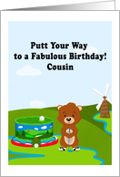 Happy Birthday Cousin Cute Gopher Golf card