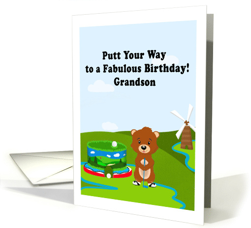 Happy Birthday Grandson Cute Gopher Golf card (1913290)