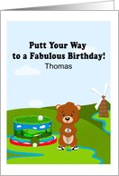Happy Birthday Cute Gopher Golf Personalized card