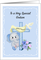 Happy Baptism Godson Elephant With Cross card
