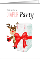 Christmas Diaper Party With Santa’s Reindeer card