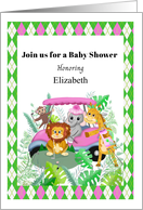 Baby Shower Baby Zoo Animals Golf Personalized Name card