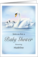 Baby Shower Swan Mom with Babies Personalized card