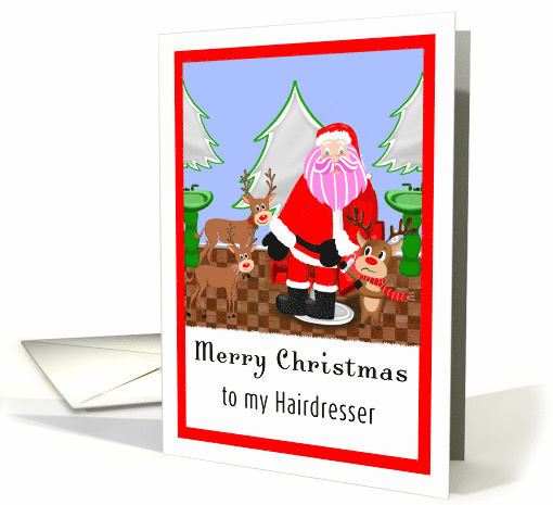 Merry Christmas Hairdresser Santa at Hair Salon card (1916654)