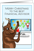 Merry Christmas Financial Advisor Bull Stock Market card