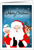 Merry Christmas Santa Claus with Mrs Claus and Reindeer card