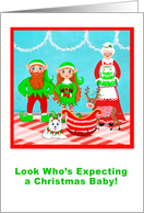 Christmas Pregnancy Announcement Mrs Claus with Elves card