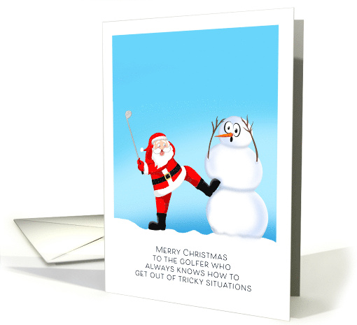 Santa Playing Golf with Snowman card (1916820)