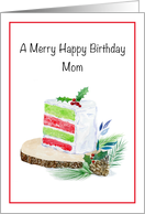 Christmas Birthday Cake with Pine Cone card