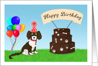 Happy Birthday Labradoodle with Cake card
