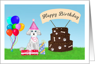 Happy Birthday Poodle with Birthday Cake card